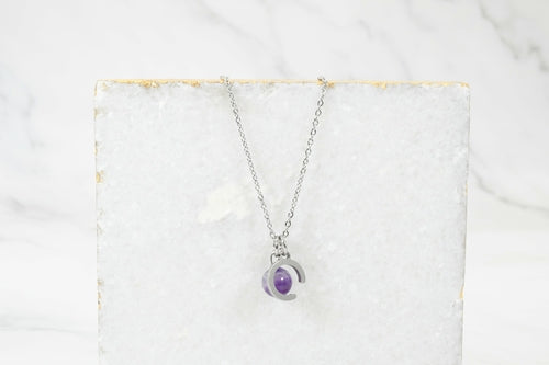 Natural Amethyst Initial Necklace