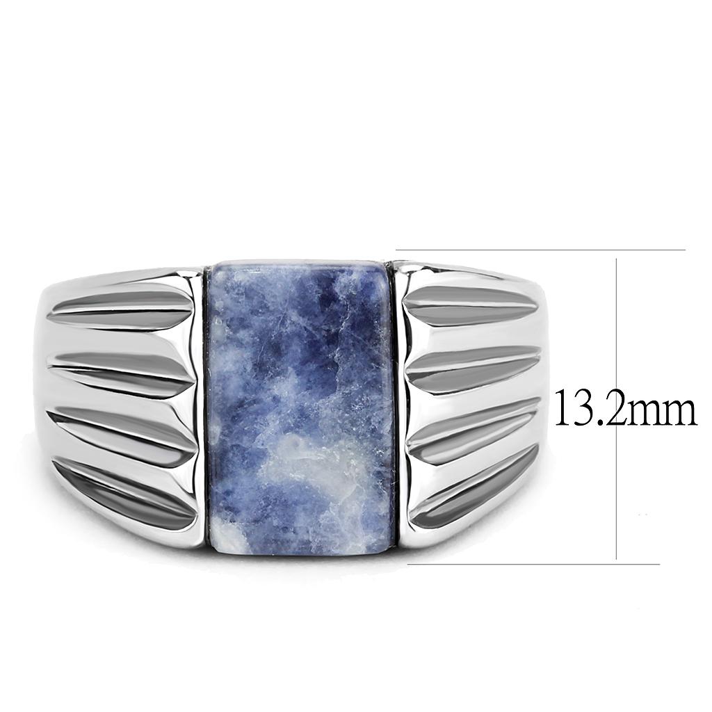 capri blue and silver stainless steel ring