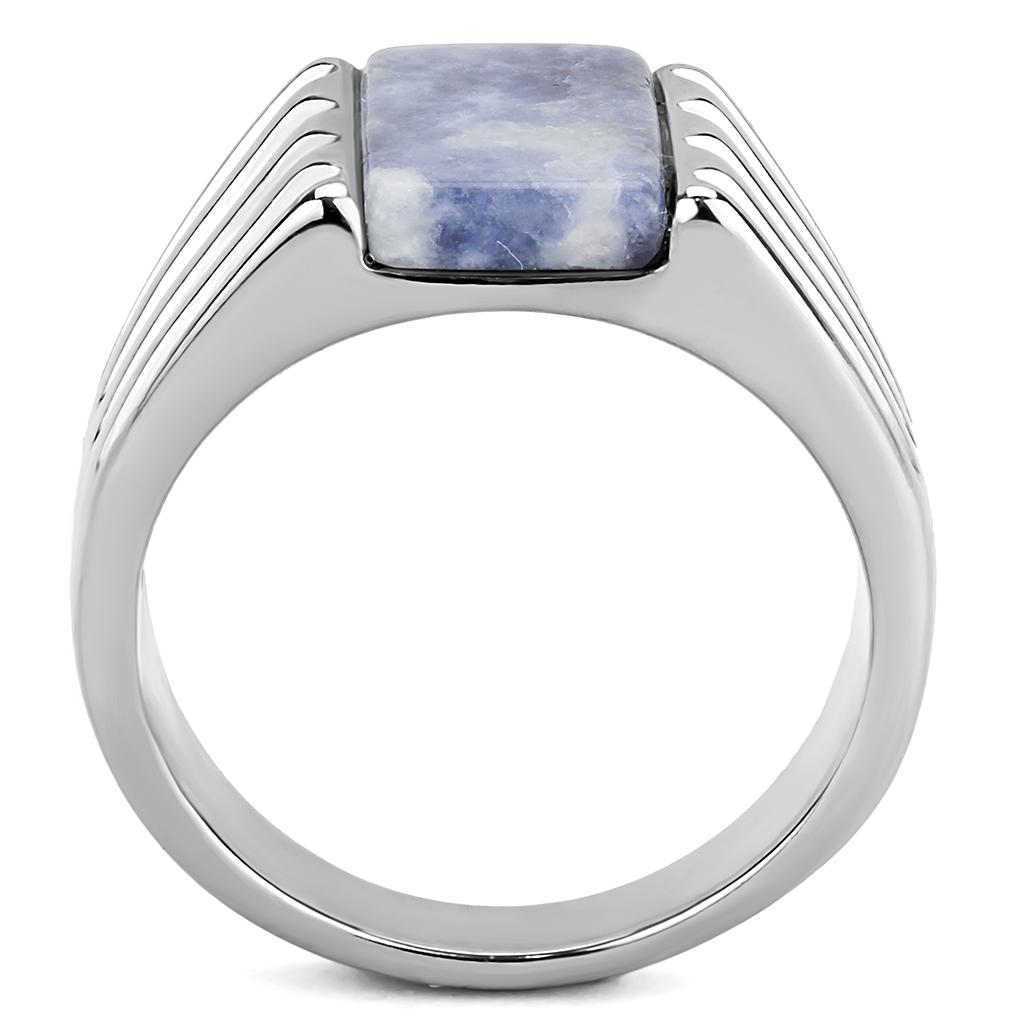 capri blue and silver stainless steel ring