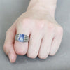 capri blue and silver stainless steel ring