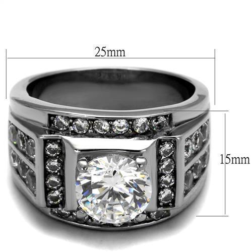 Men's silver stainless steel CZ ring