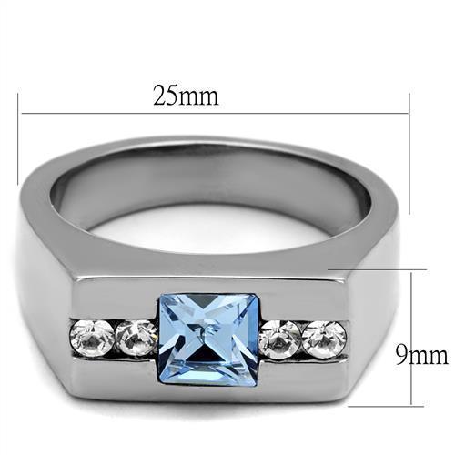 Aquamarine and silver stainless steel ring