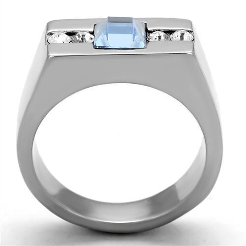 Aquamarine and silver stainless steel ring