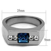 Load image into Gallery viewer, Aquamarine and silver stainless steel ring