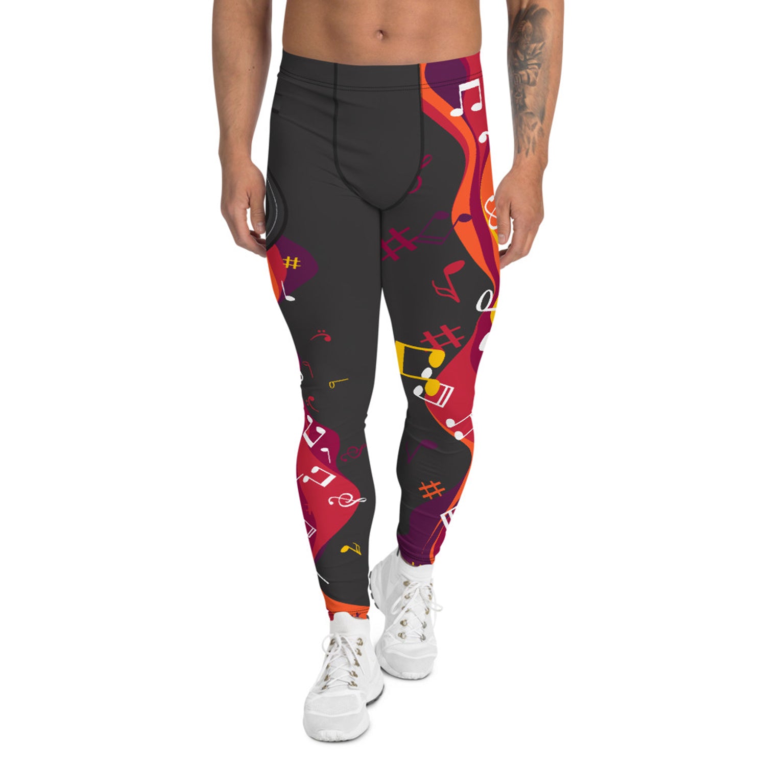 Men's musical red and black leggings