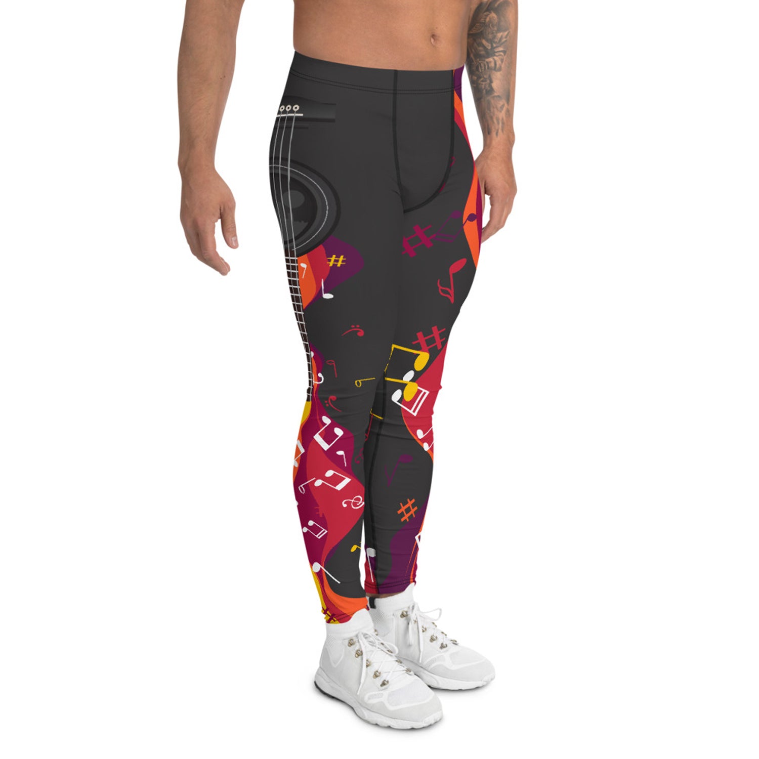 Men's musical red and black leggings