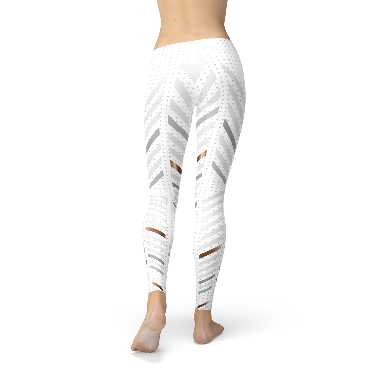 White striped leggings for women