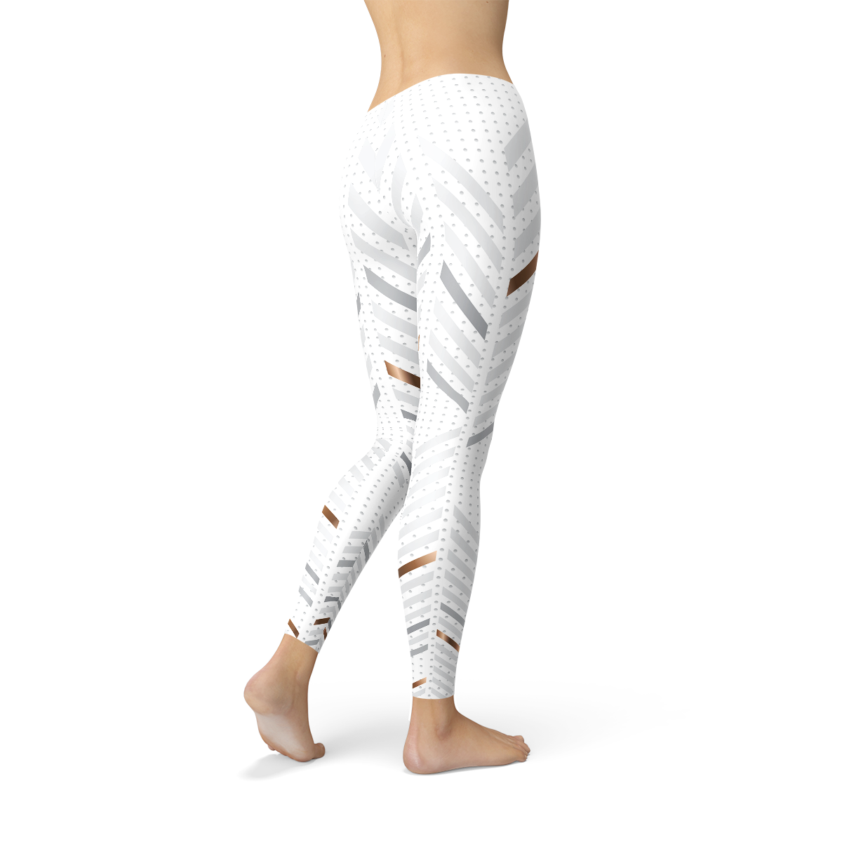 White striped leggings for women