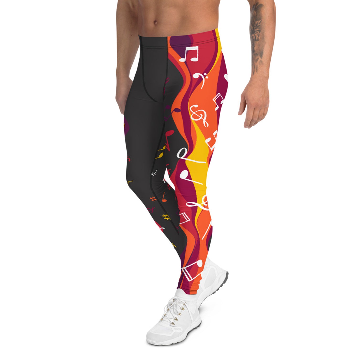 Men's musical red and black leggings