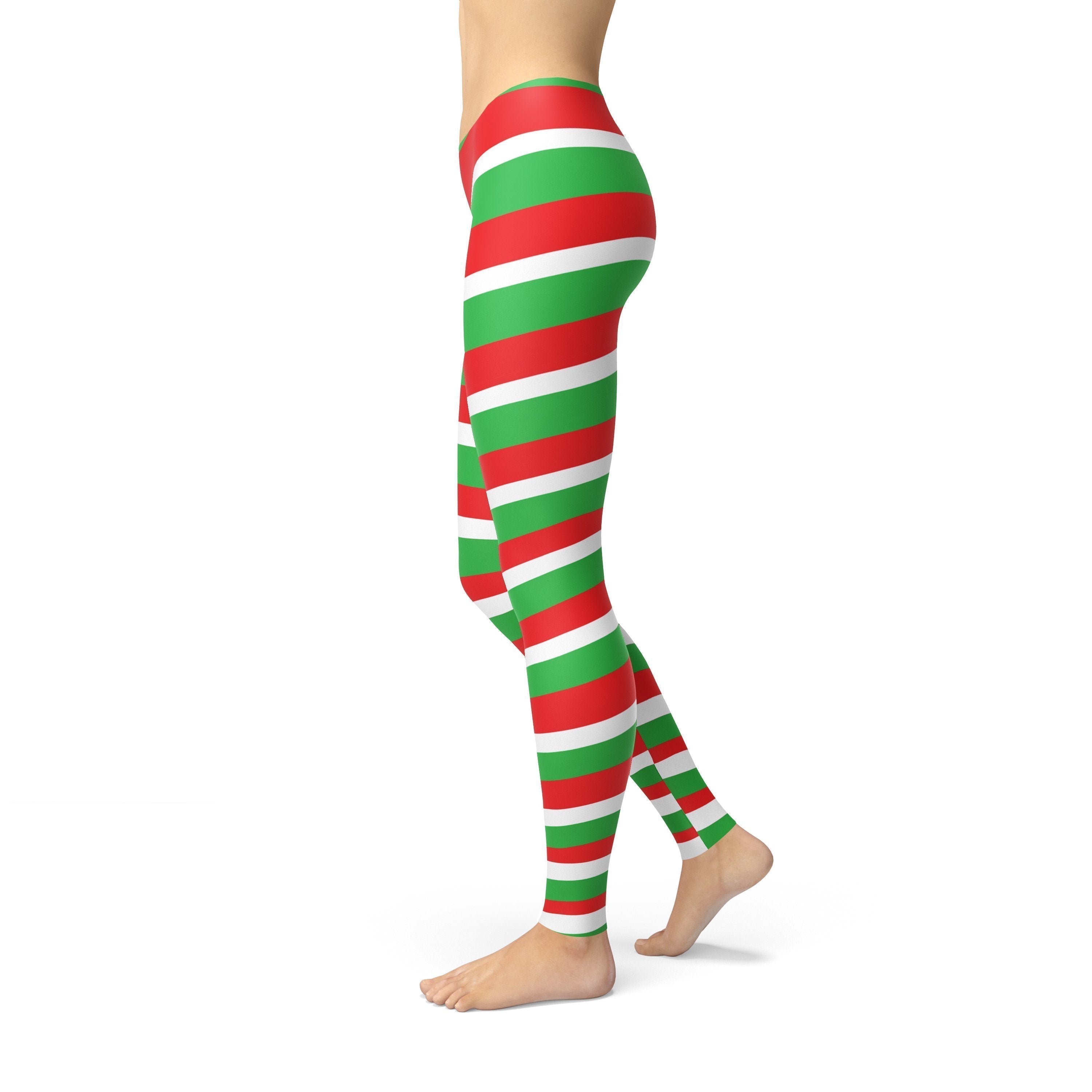 Red Green Candy Cane Leggings