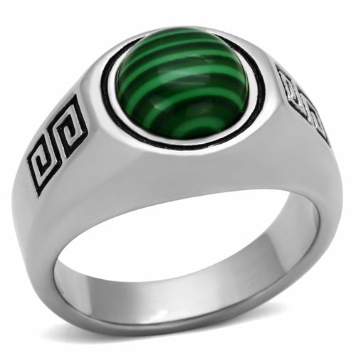 Green emerald stainless steel ring