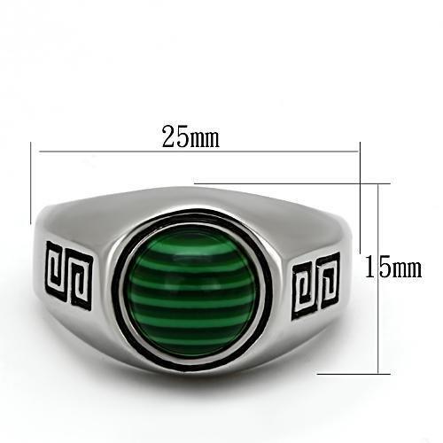 Green emerald stainless steel ring