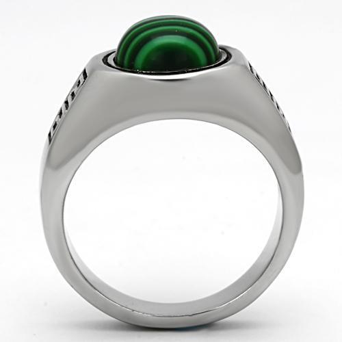Green emerald stainless steel ring