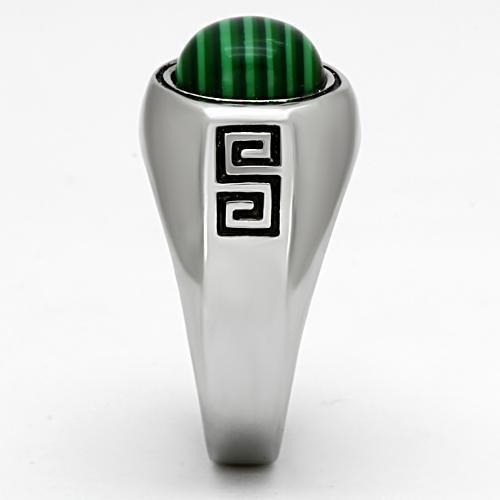 Green emerald stainless steel ring