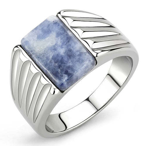 capri blue and silver stainless steel ring