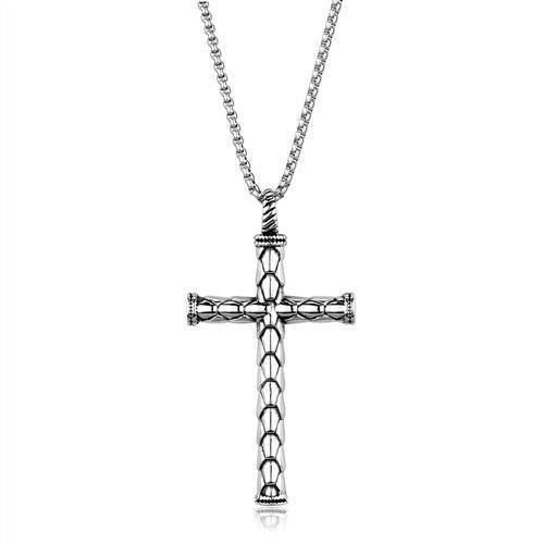 silver steel cross necklace